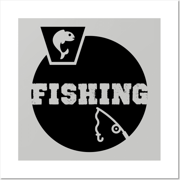 Fishing Birthday Gift Shirt. Includes a Fish and a Fishing Rod. Wall Art by KAOZ